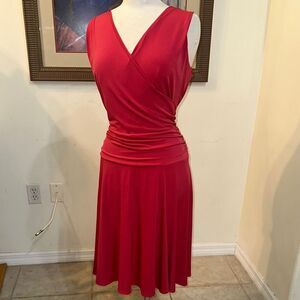 Talbots Gathered Pink Sleeveless Dress Size 14